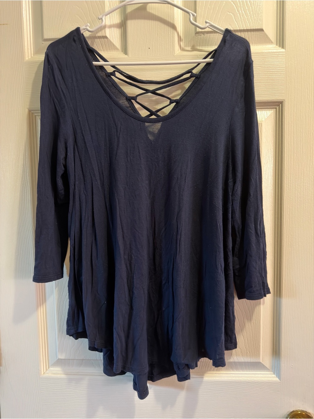 Women's Navy Lattice Back Top
